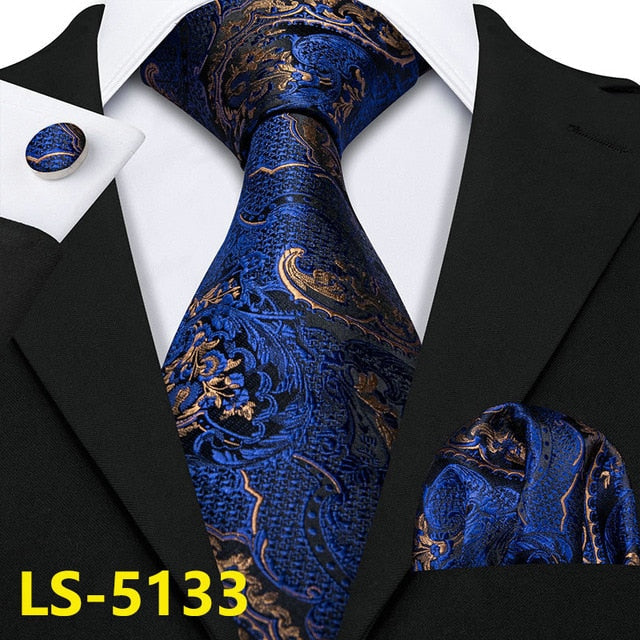 Red and black striped pure silk men's necktie set with premium wool lining — view 4