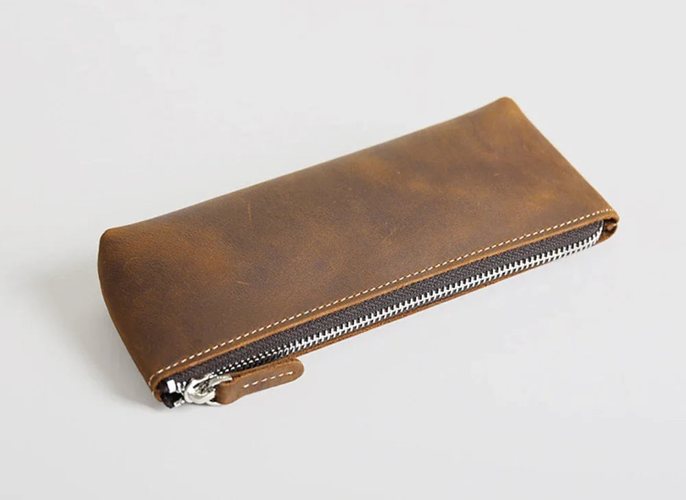 The Pallavi | Handmade Leather Pencil Case - Leather Makeup Bag-3