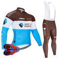 Men's pro team long sleeve cycling jersey and 9D gel padded pants uniform set
