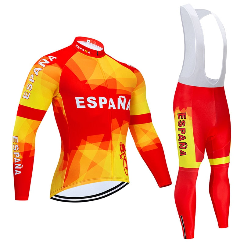 Espana men's long sleeve cycling jersey set with 9D gel padded bib in quick-dry fabric — view 3