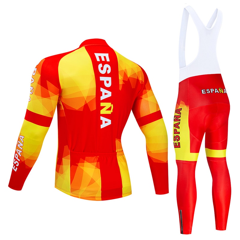 Espana men's long sleeve cycling jersey set with 9D gel padded bib in quick-dry fabric — view 4