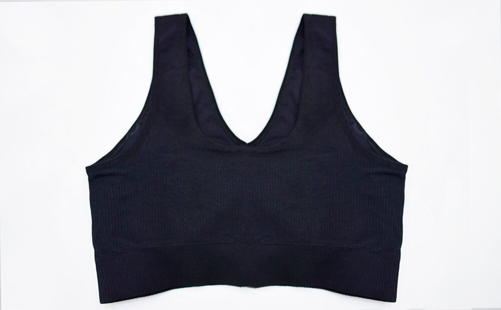 Seamless push up sports bra crop top in solid color with smooth wire-free beauty back design — view 2