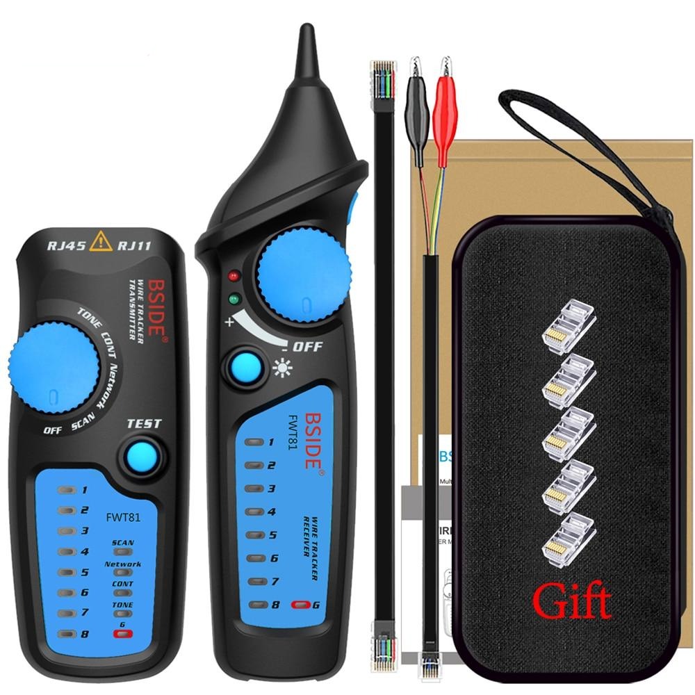 Handheld network cable tracker and Ethernet tester with probes for telecommunication and wire diagnostics