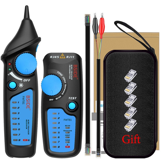 Handheld network cable tracker and Ethernet tester with probes for telecommunication and wire diagnostics — view 3