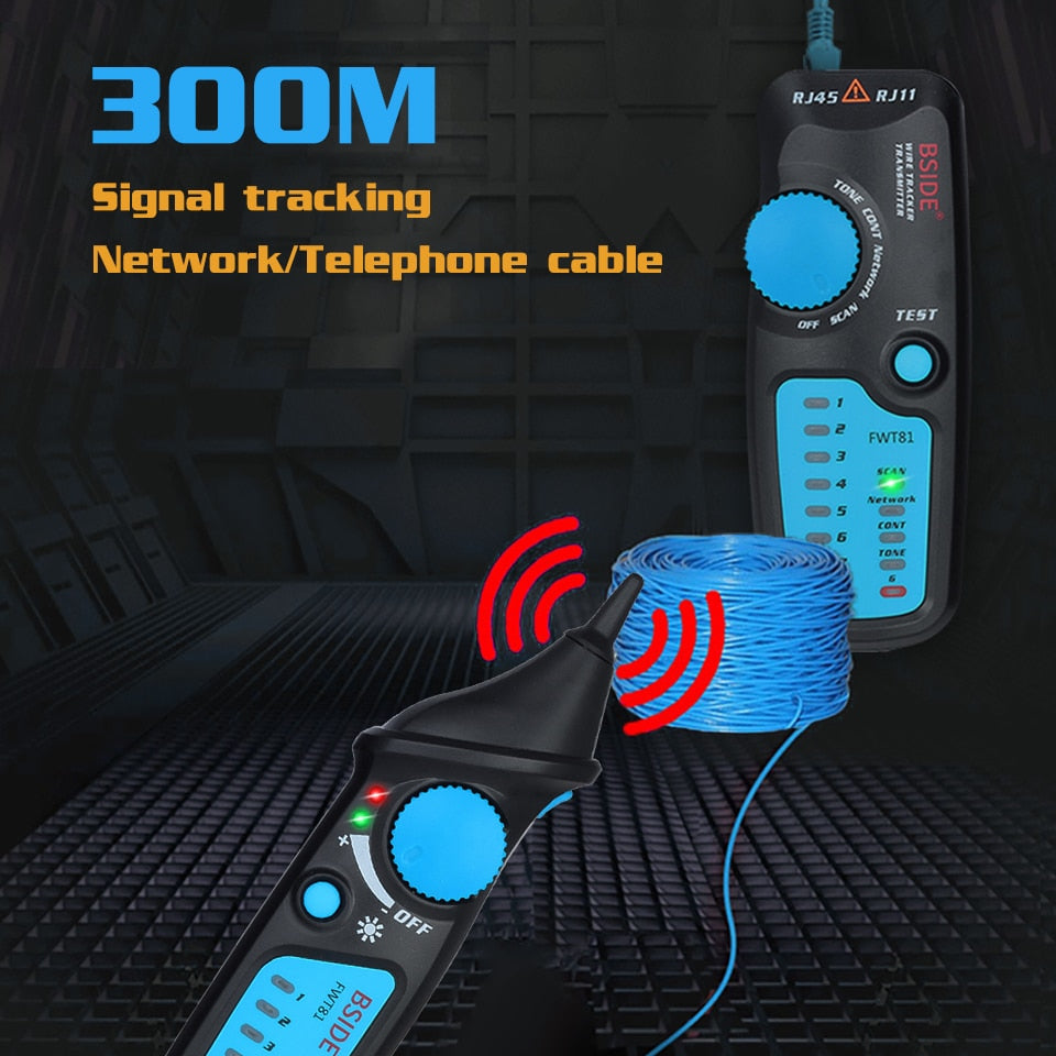 Handheld network cable tracker and Ethernet tester with probes for telecommunication and wire diagnostics — view 5