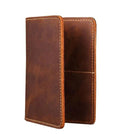 Priam handmade full-grain brown crazy horse leather passport cover and travel wallet