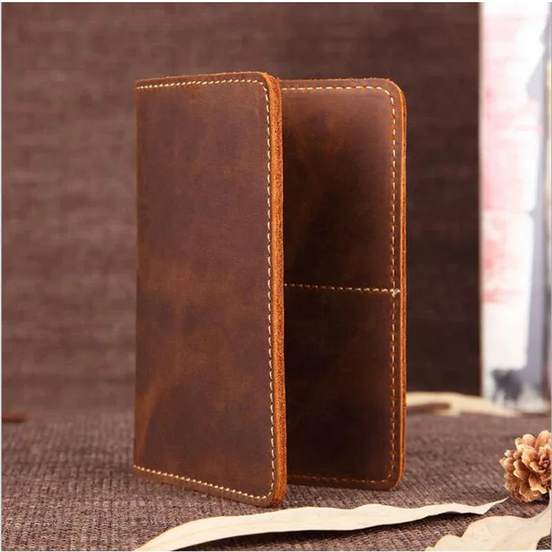 Priam handmade full-grain brown crazy horse leather passport cover and travel wallet — view 3
