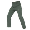 Mens lightweight tactical cargo pants in solid green with multiple utility pockets for outdoor hiking