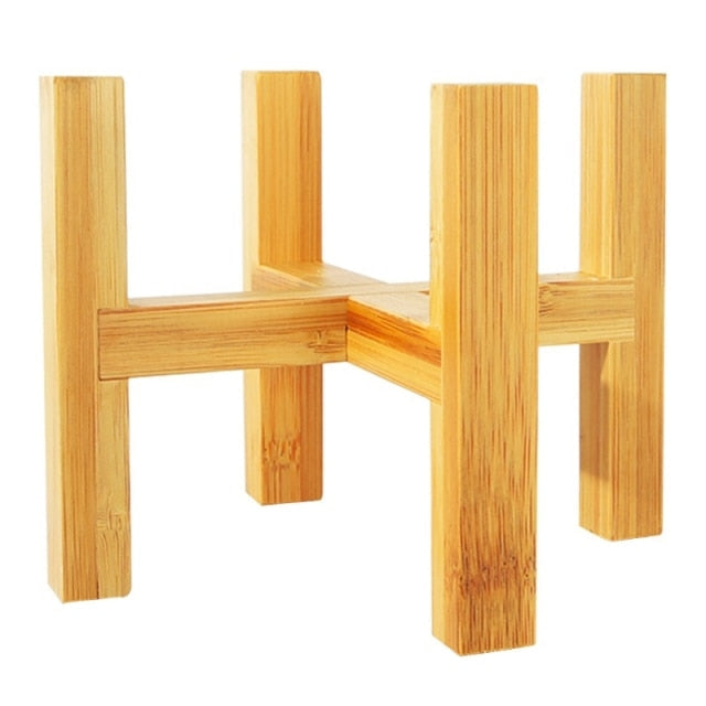 Small four-legged wooden plant stand base designed for holding indoor succulent and flower pots — view 5
