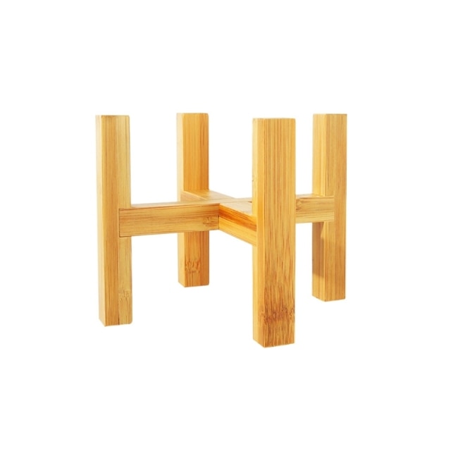 Small four-legged wooden plant stand base designed for holding indoor succulent and flower pots — view 3