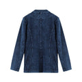 Plus size premium stretch denim jacket for women with V-neck, pockets, and single breasted closure — view 5