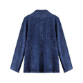 Women's plus size tailored cotton knit jacket with v-neck pockets and single-breasted front closure — view 2