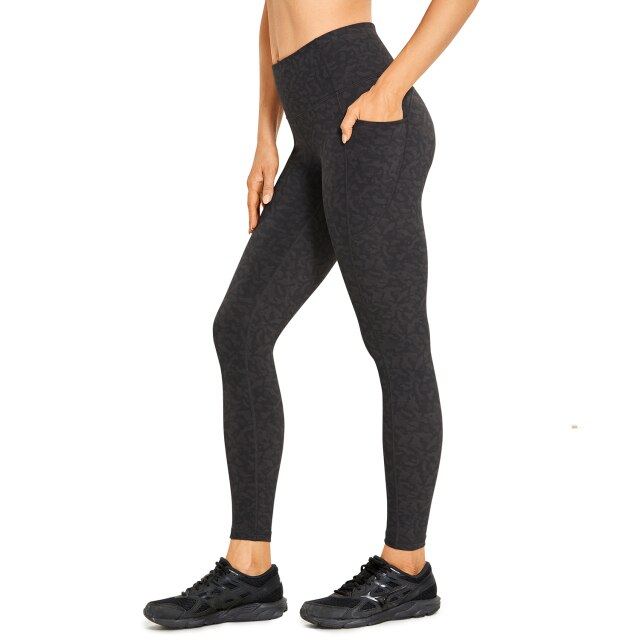 Women's compression training leggings with side pockets and high waist tummy control in solid color — view 3
