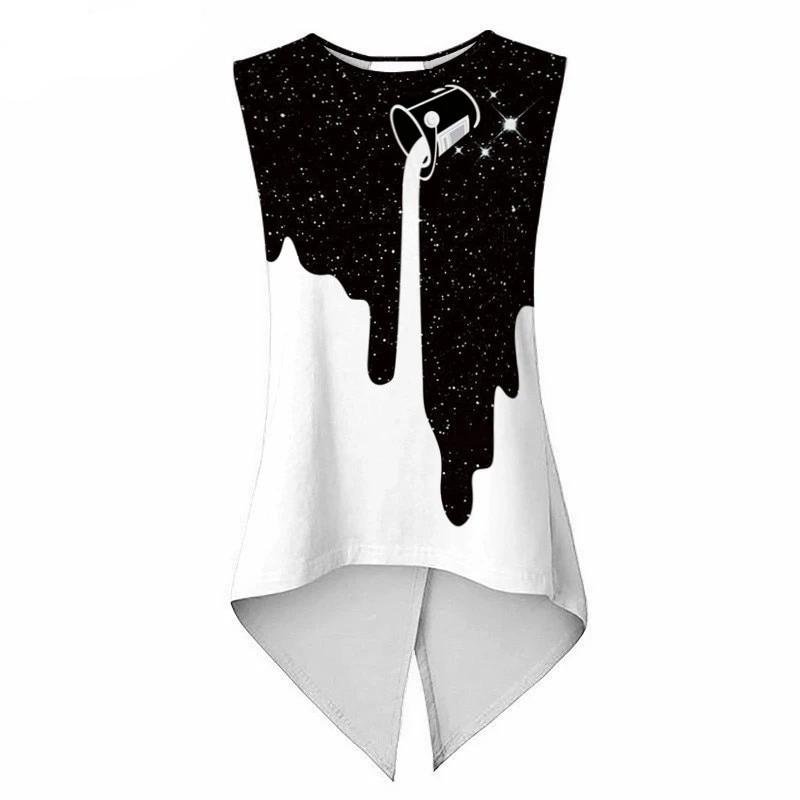 Women's sleeveless star print yoga tank top in quick dry athletic fabric for fitness and running.