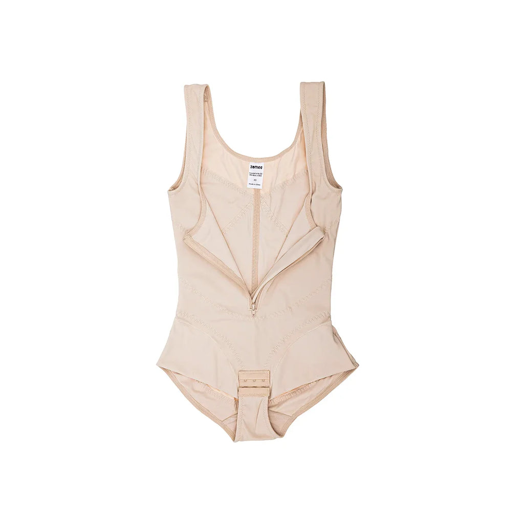 Postpartum recovery bodysuit providing gentle compression support for a new mother's abdomen, back, and thighs — view 3