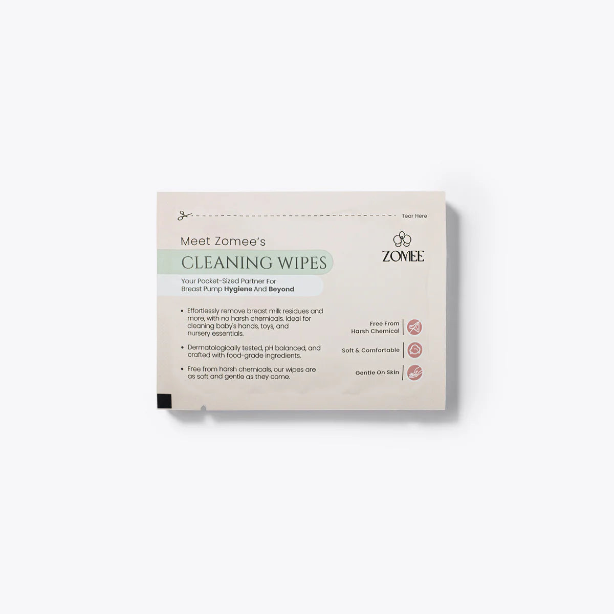 Breast pump cleaning wipes in portable packaging for safe waterless cleaning of baby feeding accessories — view 2