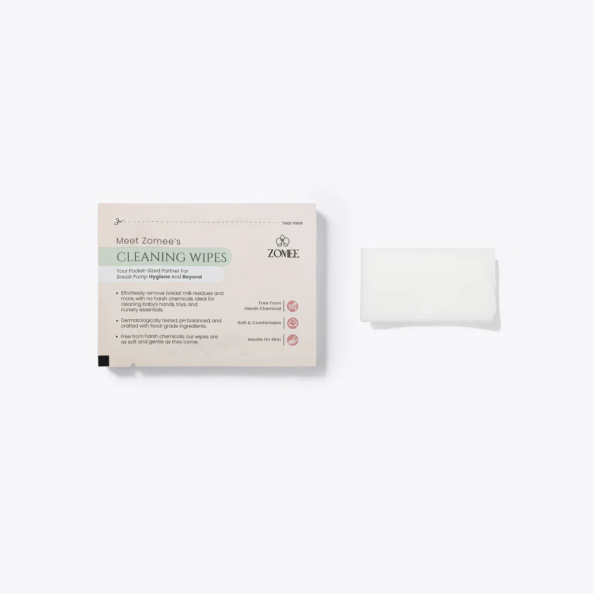 Breast pump cleaning wipes in portable packaging for safe waterless cleaning of baby feeding accessories — view 4