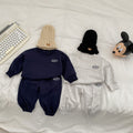 Baby graphic hoodie and pants set in navy blue soft cotton with letter print design