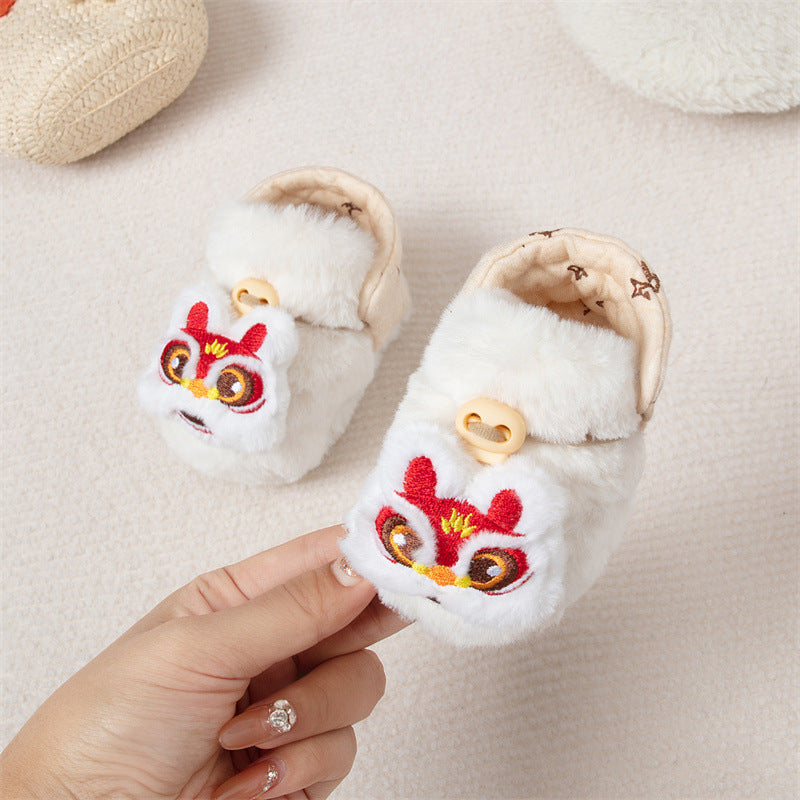 Fleece-lined toddler cotton shoes with anti-slip soles and adorable animal cartoon pattern — view 5