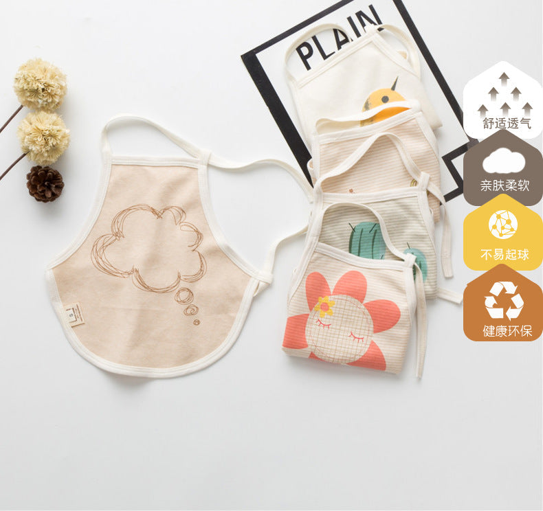 Lightweight cotton baby apron bib with adjustable belt and colorful printed patterns for summer feeding. — view 2