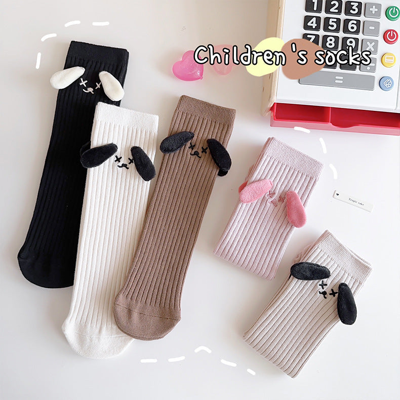 Mommy and me dog-ears knee-high socks in soft cotton blend for matching family outfits — view 2