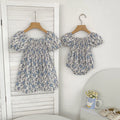 Summer Baby Girls French-style Flowers Pattern Short-sleeved bodysuit and Dress – Princess Sister Matching