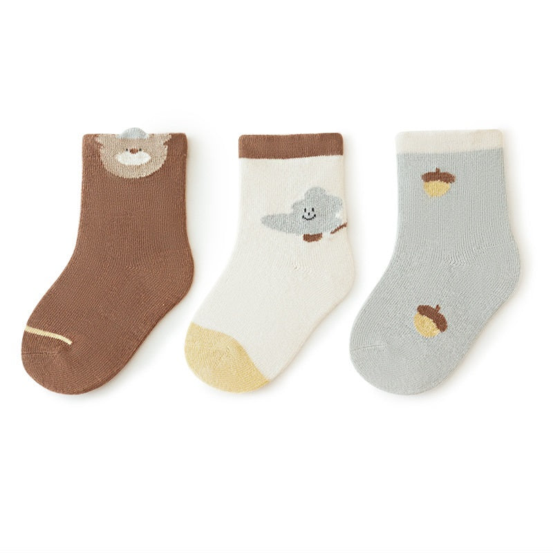 Unisex baby cartoon socks set in multiple pastel colors featuring a breathable stretch cotton blend — view 3