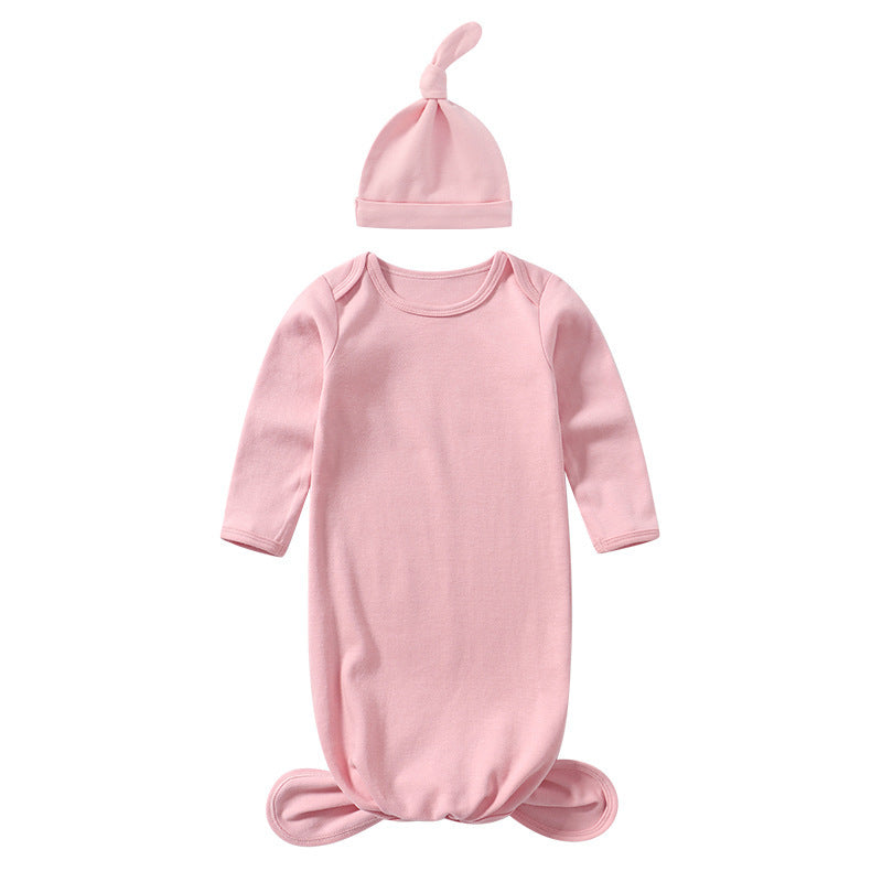 Breathable cotton baby sleeping bag and matching hat set in vibrant colors for infants — view 3