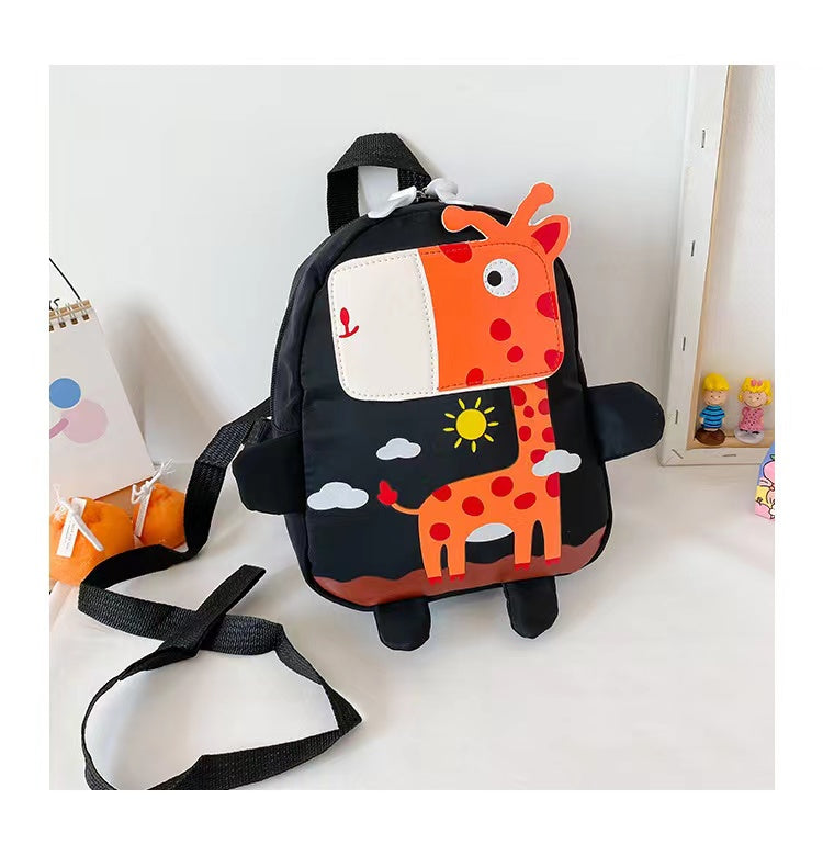 Kids Oxford cloth backpack with vibrant cartoon animal pattern and adjustable shoulder straps — view 3