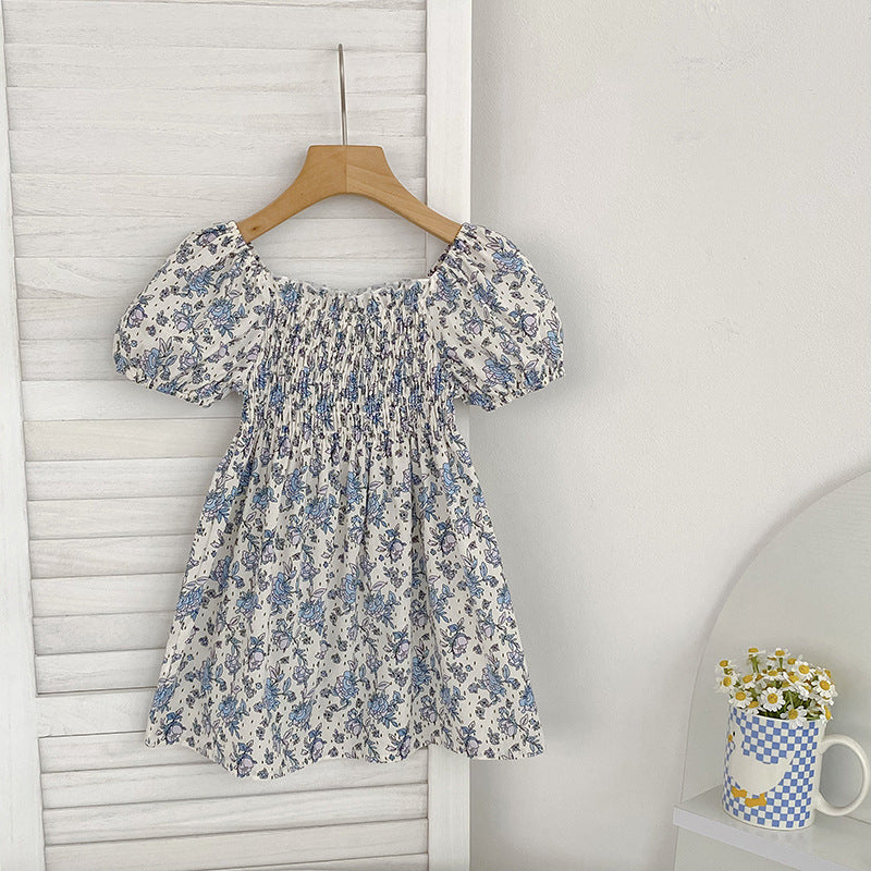 Summer Baby Girls French-style Flowers Pattern Short-sleeved bodysuit and Dress – Princess Sister Matching