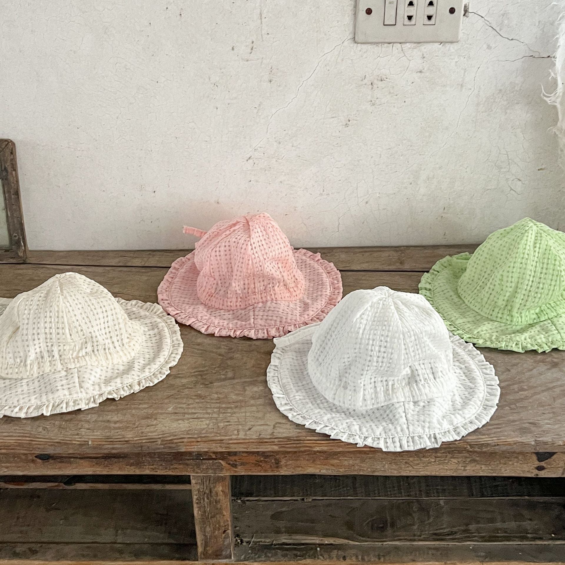 Baby solid color sun protection hat in breathable cotton for outdoor summer play and beach trips — view 4