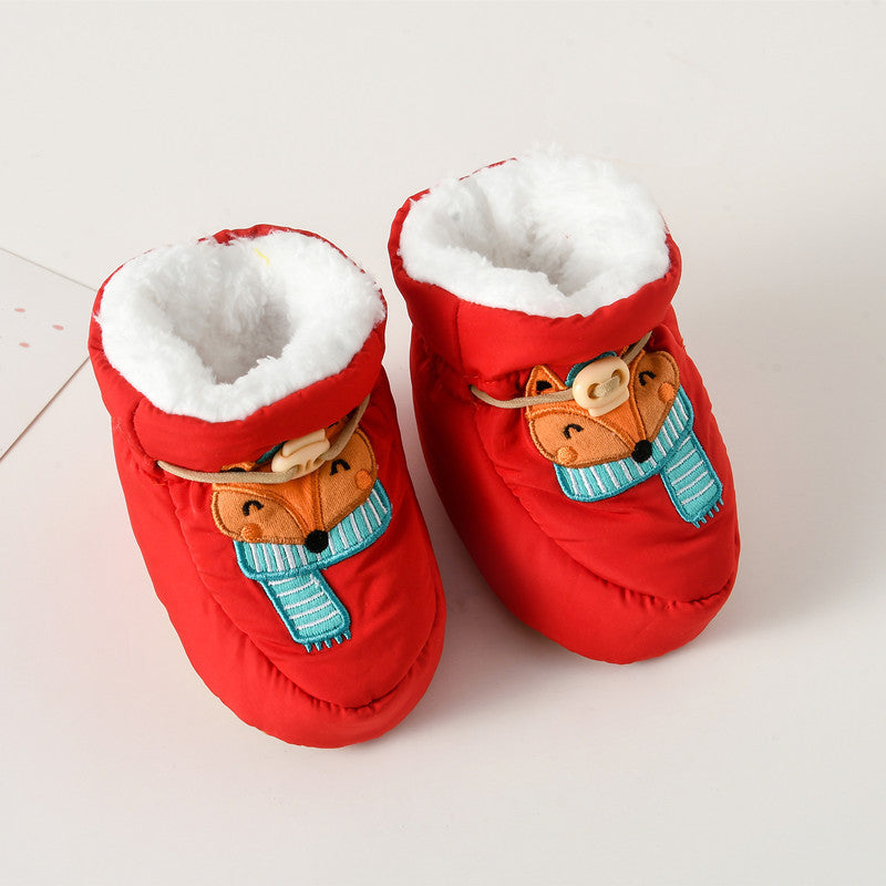 Fleece-lined toddler shoes with cute animal cartoon pattern and anti-slip soles for winter walking — view 4