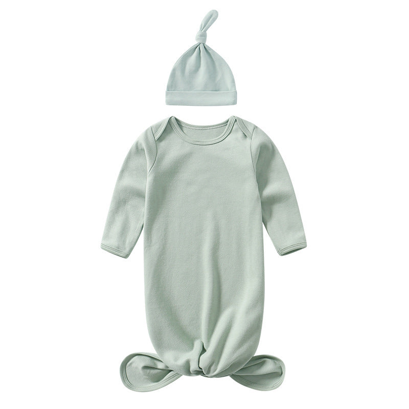 Breathable cotton baby sleeping bag and matching hat set in vibrant colors for infants — view 4