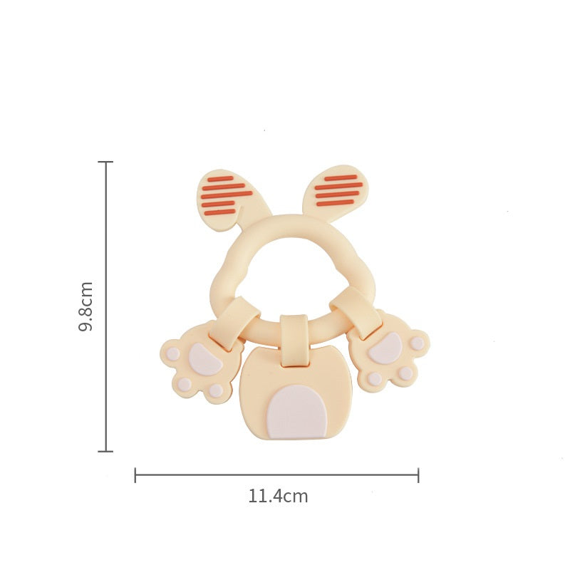 Silicone teddy bear baby teething sticks in green apricot and brown for gentle gum relief — view 2