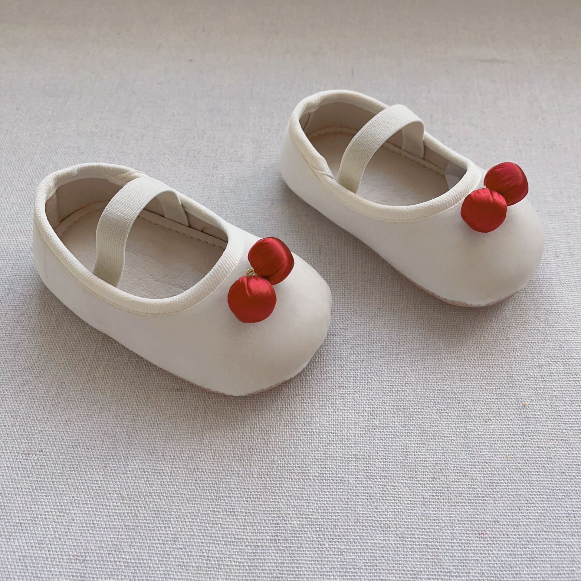 Baby girl vintage walking shoes with double cherry accents, polyurethane material, and soft anti-slip soles — view 4