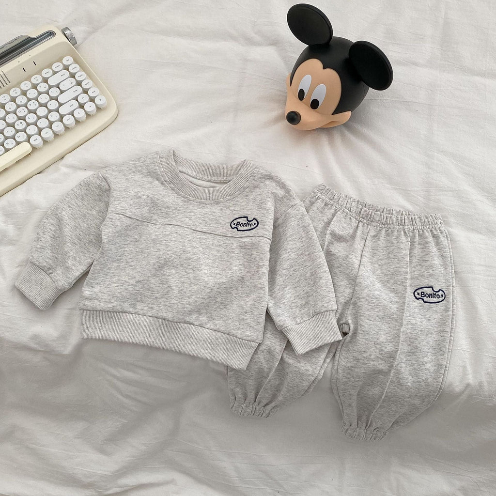 Baby graphic hoodie and pants set in navy blue soft cotton with letter print design — view 4