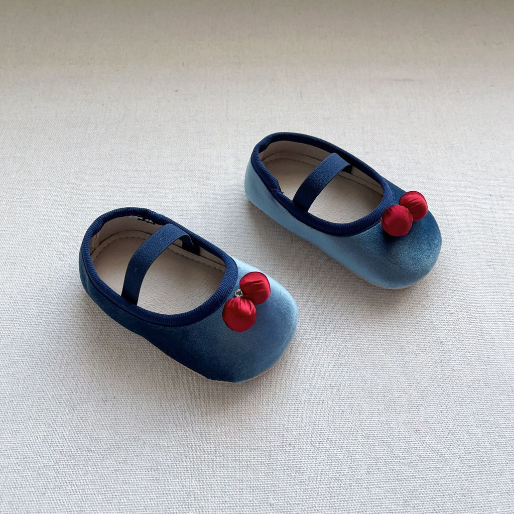 Baby girl vintage walking shoes with double cherry accents, polyurethane material, and soft anti-slip soles — view 5