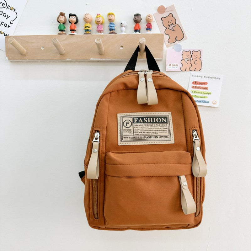 Lightweight canvas preschool backpack for children with letter pattern in multiple colors — view 3