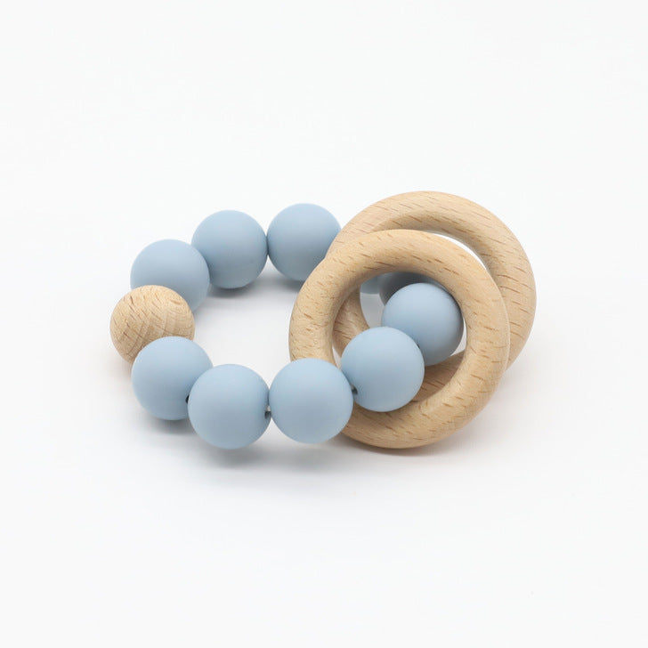 Multicolor silicone baby teether chain toy in bright rainbow colors for soothing gum relief. — view 4