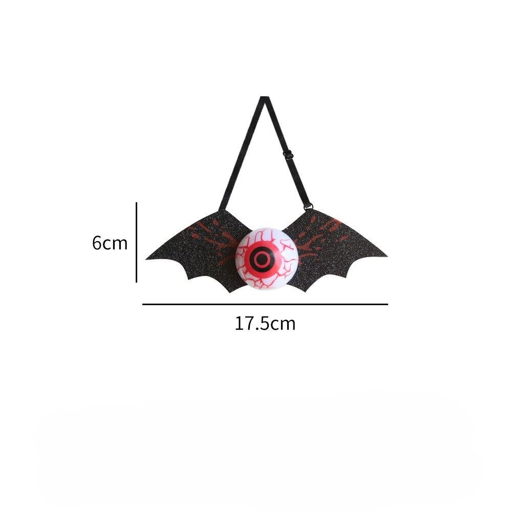 Kids glow-in-the-dark Halloween tie featuring spooky eyeball and bat patterns on dark fabric — view 4