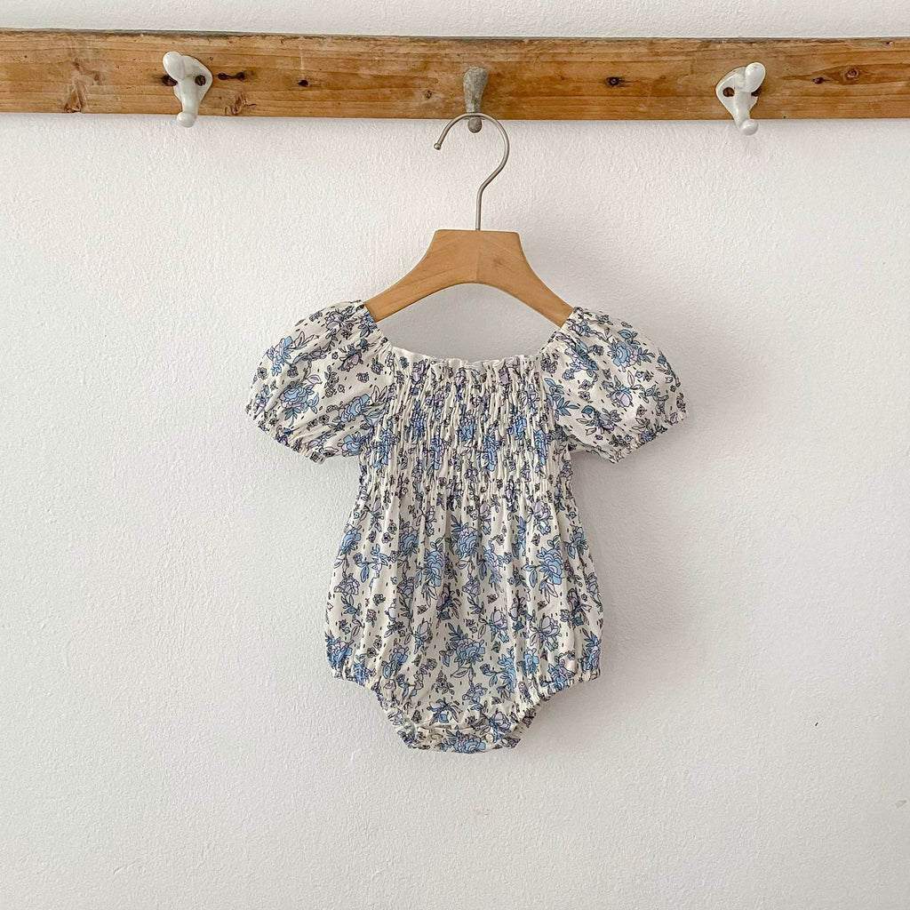 Summer Baby Girls French-style Flowers Pattern Short-sleeved bodysuit and Dress – Princess Sister Matching