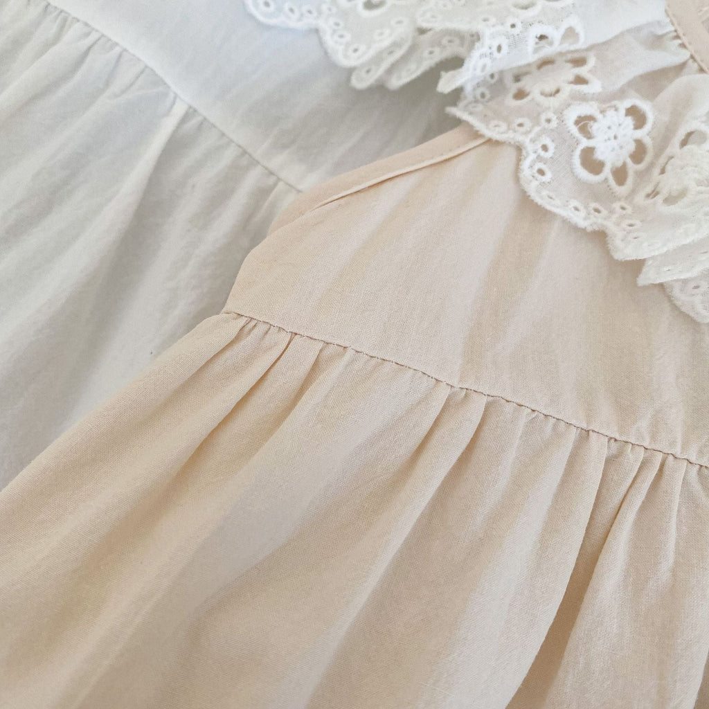 Baby doll neck sleeveless bodysuit in solid white or brown breathable cotton mesh fabric — view 4