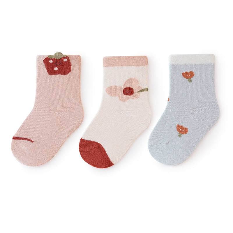 Unisex baby cartoon socks set in multiple pastel colors featuring a breathable stretch cotton blend — view 5