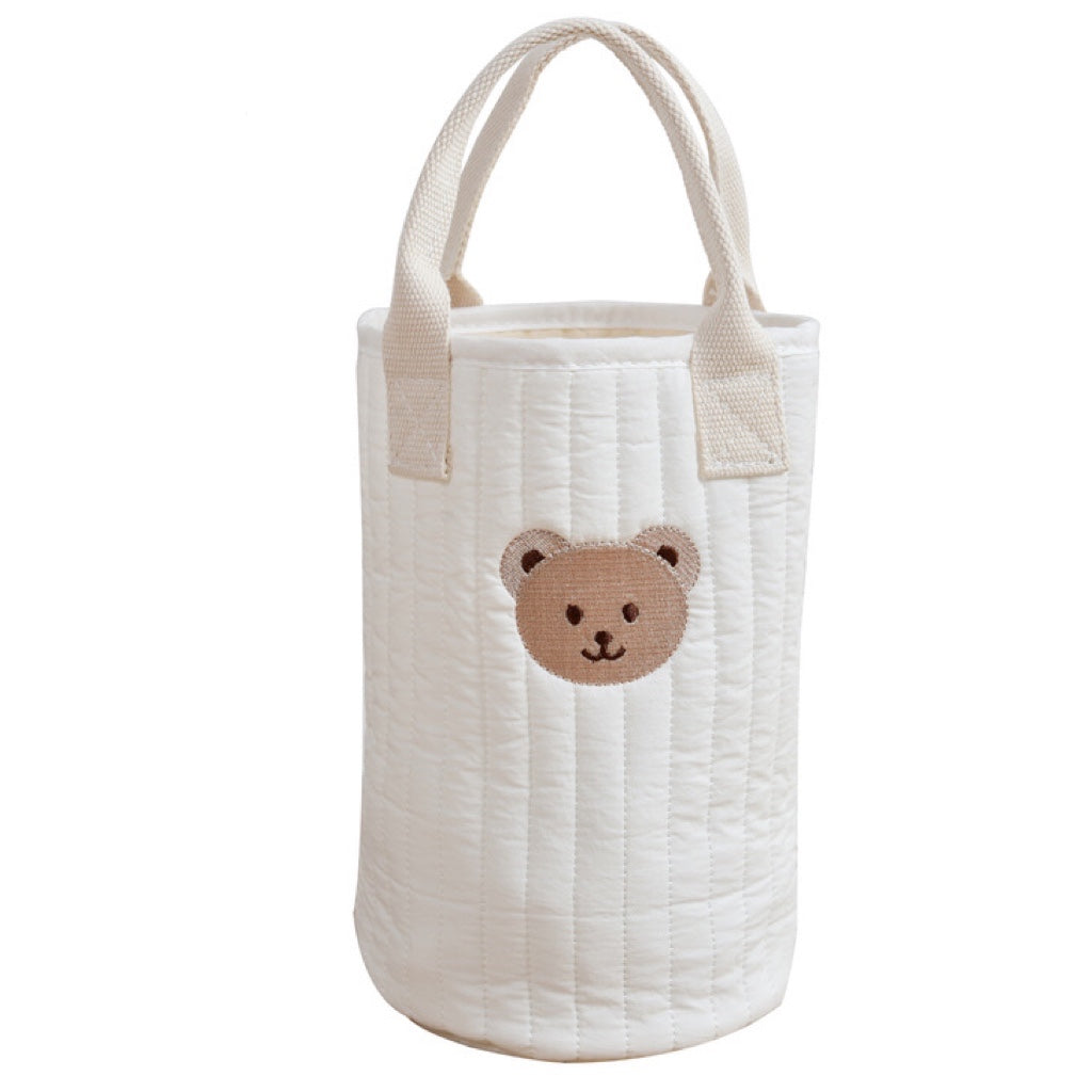 Embroidered cotton mommy handbag with adjustable straps and multiple baby bottle storage compartments. — view 5