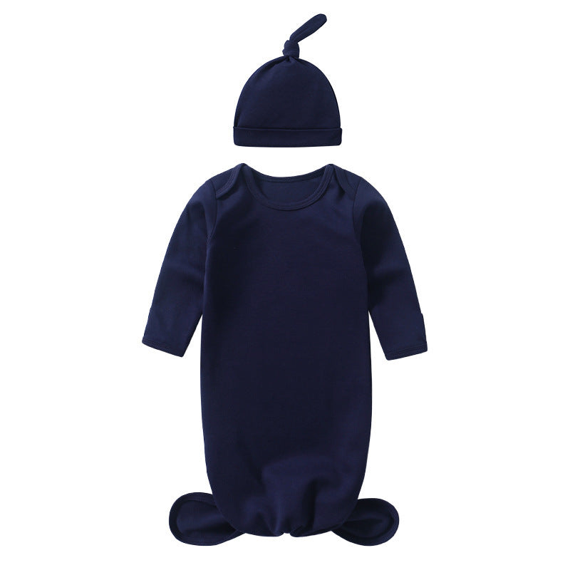 Breathable cotton baby sleeping bag and matching hat set in vibrant colors for infants — view 5