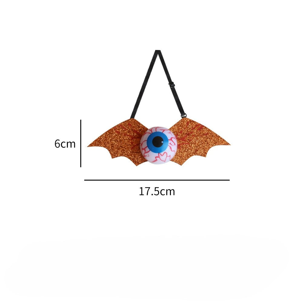 Kids glow-in-the-dark Halloween tie featuring spooky eyeball and bat patterns on dark fabric — view 5