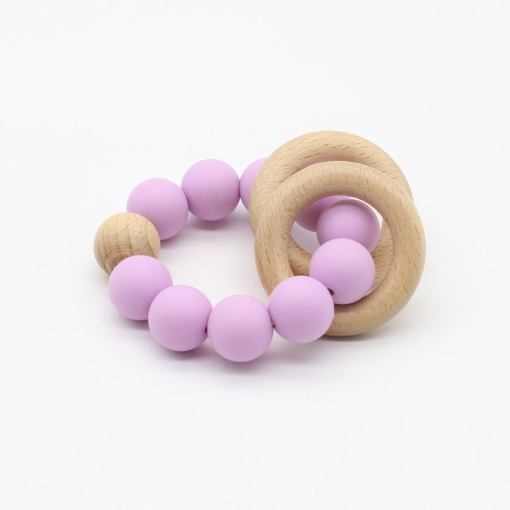 Multicolor silicone baby teether chain toy in bright rainbow colors for soothing gum relief. — view 5