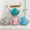 Colorful cartoon elephant canvas backpack for kindergarten kids with padded shoulder straps