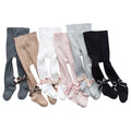 Baby girls solid color double bow pantyhose in soft cotton blend fabric