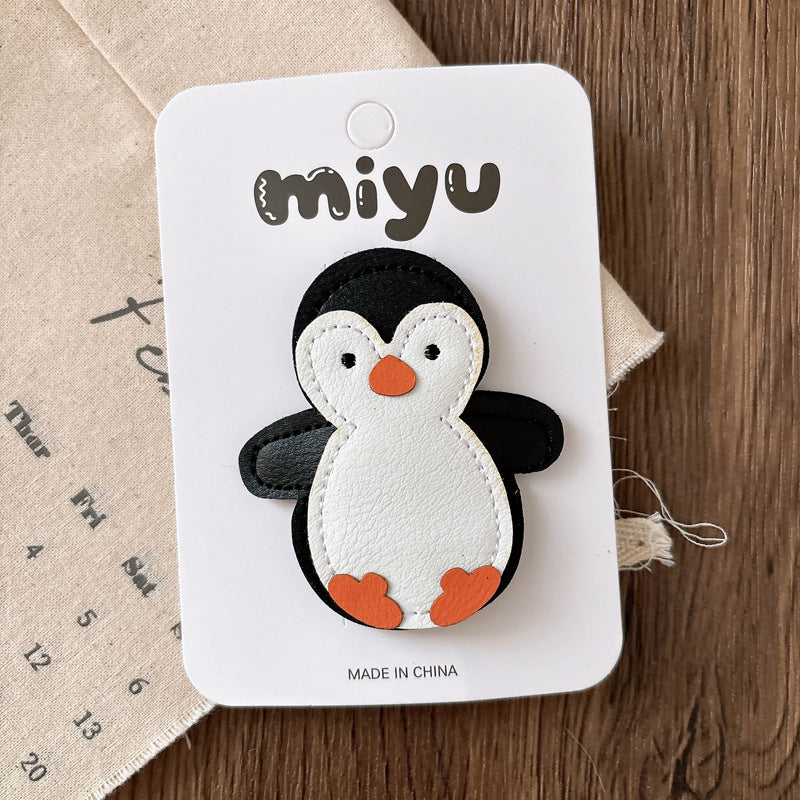 Adorable kids leather hair clip with colorful cartoon design for toddlers and young girls — view 3